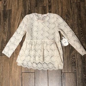 NWT Altar’d State Lace Peplum Long Sleeve Top
